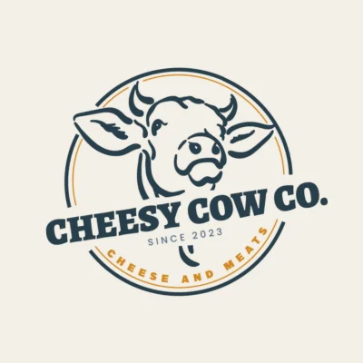 Cheesy Cow: main logo / badge style, designed by Creative Atmosphere