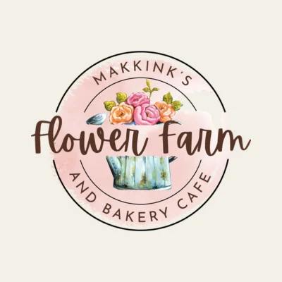 Makkink's Flower Farm: main logo / badge style, designed by Creative Atmosphere