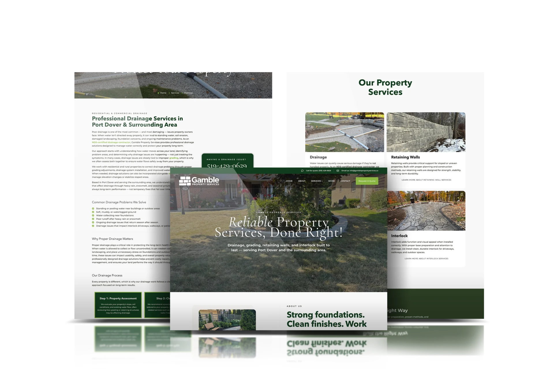 Gamble Property Services website shown on desktop and mobile