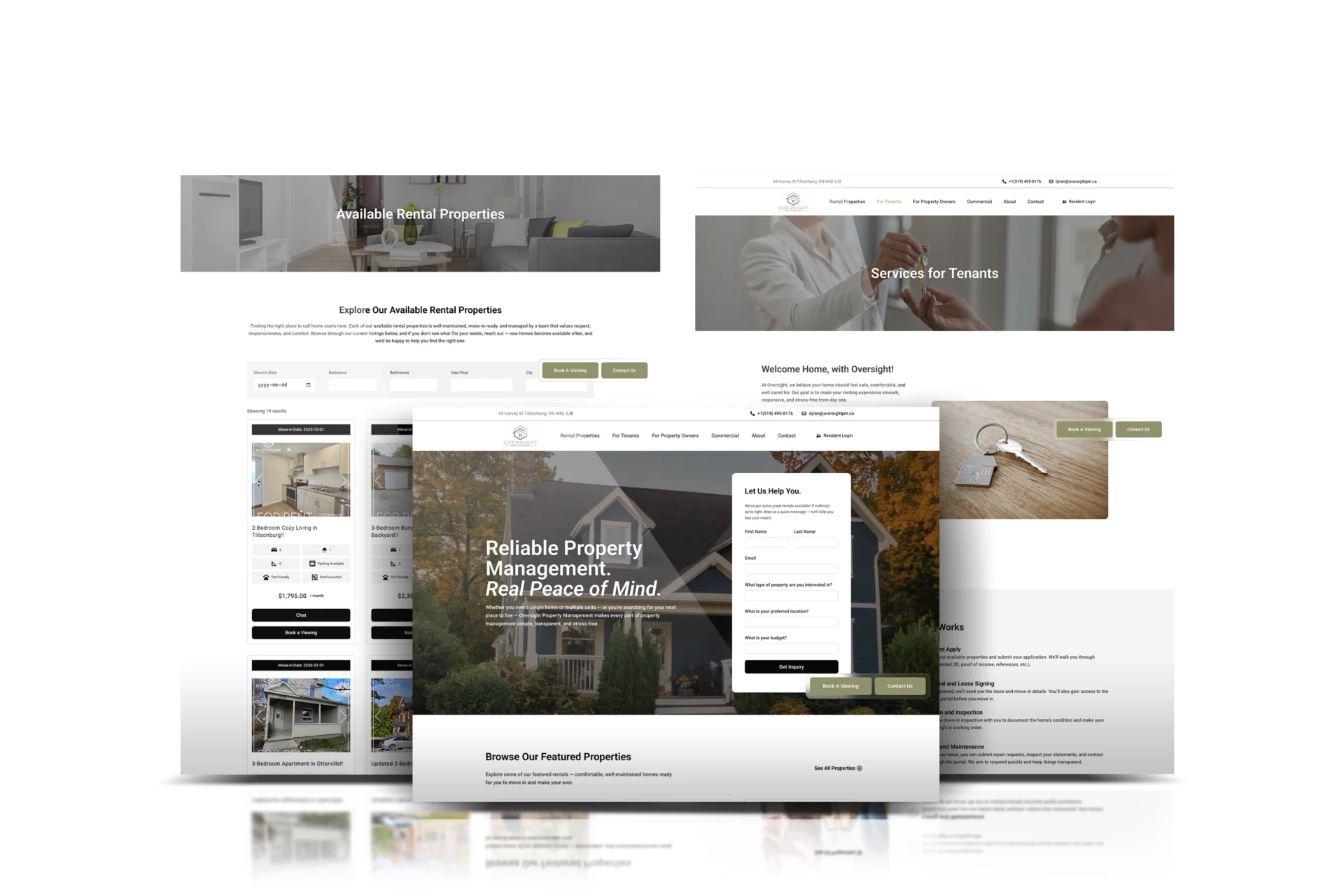 Oversight Property Management website shown on desktop and mobile