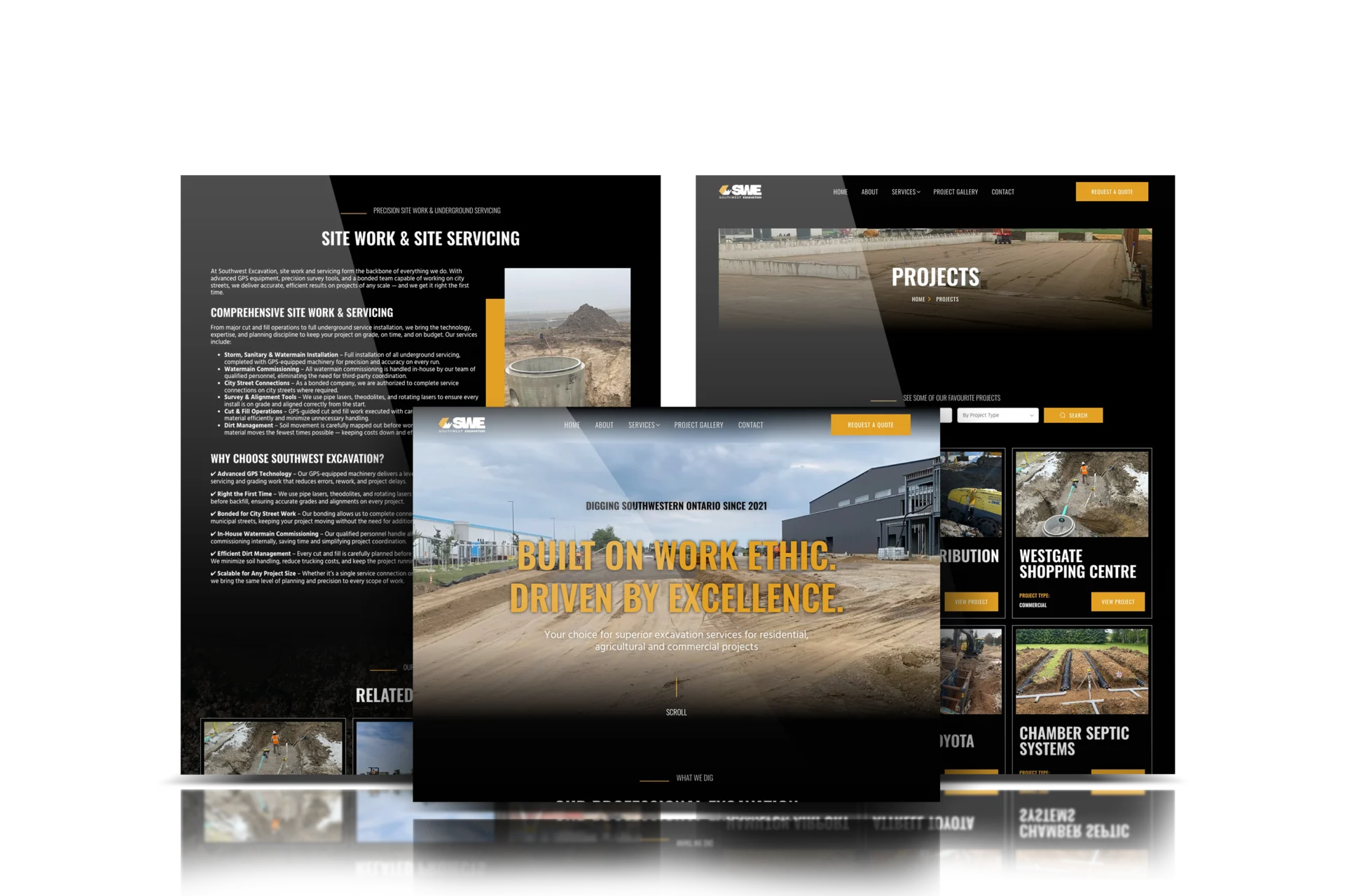 Southwest Excavation website shown on desktop and mobile