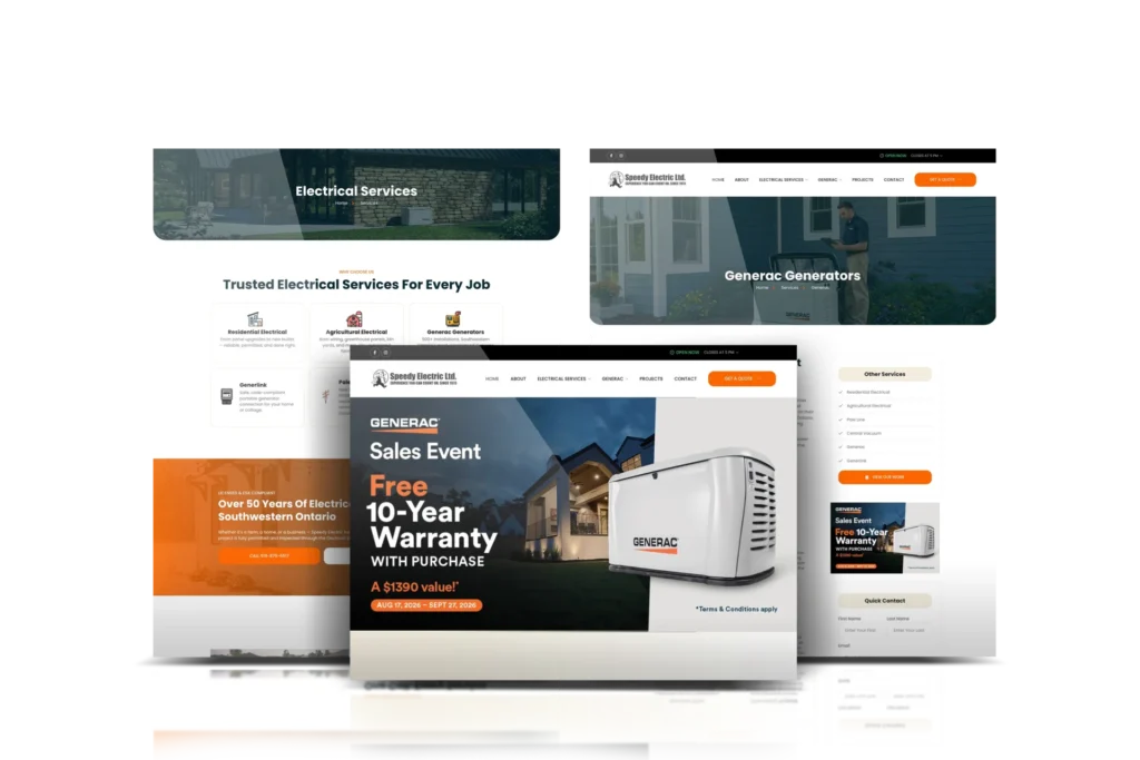 Speedy Electric website shown on a laptop and phone