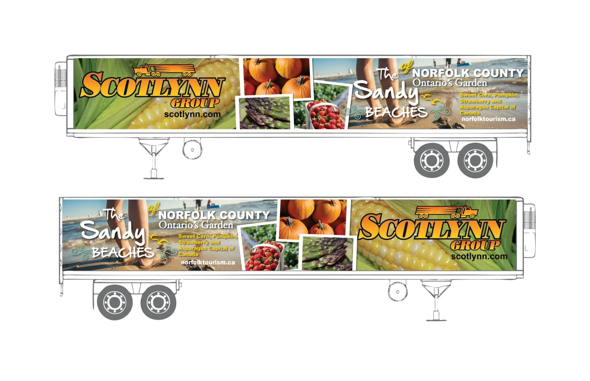 Scotlynn Group / Norfolk County: tourism partnership trailer wrap, designed by Creative Atmosphere