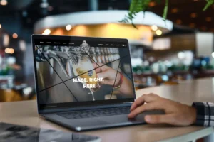 Mockup of a MacBook Pro being used in a public space