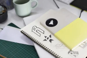 Notebook with brand logo creative design ideas