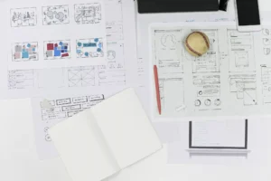 Startup business website content design layout on paper